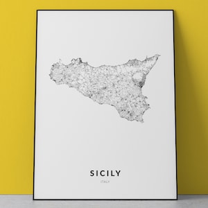 Sizilien Karte, Sizilien Poster Druck, Sizilien Italien, Italien Karte, Sizilien Kunst, Stadt Karte Druck, Italien Geschenk, Italia Kunst, Wohnkultur, Wandkunst, Dekor