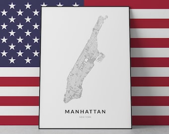 Manhattan Map Art Print: Custom City Map, New York (Digital Download)