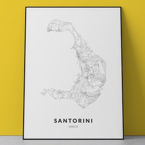 Santorini Griechenland Karte Druck, ღღღ ღ ღ Thera Thira Street Road Map Print, druckbare Karte, Karte, Kunstposter, Griechenland Geschenk, Reiseposter