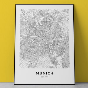 Munich map, Munich poster, Munich print, Germany map, Germany poster, Munich art, Munich wall decor, Munich gift, Custom print, map poster