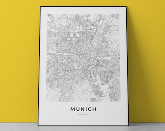 Munich Map Art Print: Germany Cityscape (Digital Download)