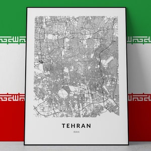 Tehran Map Art Print: Iran Cityscape, Home Decor (Digital Download)