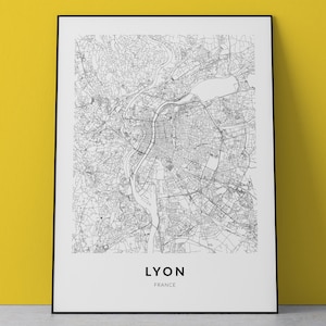 Lyon Karte, Lyon Print, Lyon Poster, Lyon Wandkunst, Lyon Dekor, Lyon Stadtplan, Lyon Frankreich, Lyon Geschenk, Lyon Reisekarte, Benutzerdefinierte Karte Drucken, Kunst