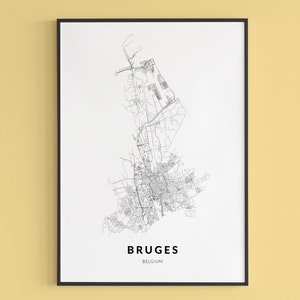Brügge Karte, Brügge Druck, Belgien Karte, Brügge Poster, Brügge Kunst, Brügge Geschenk, Brügge Reiseplakat, Belgien Kunst, individuelle Stadt Karte, Wand Kunst