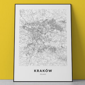 Krakow Map, Krakow Poland, Krakow Print, Krakow poster, Krakow Art, Krakow Wall Decor, Krakow Gift, Krakow poster print, City Map Print