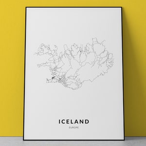Iceland Map Print, Iceland Gift, Travel map print, Nursery Room Wall Office Decor, Printable Map, Reykjavík Map Art, Country Road Map Poster