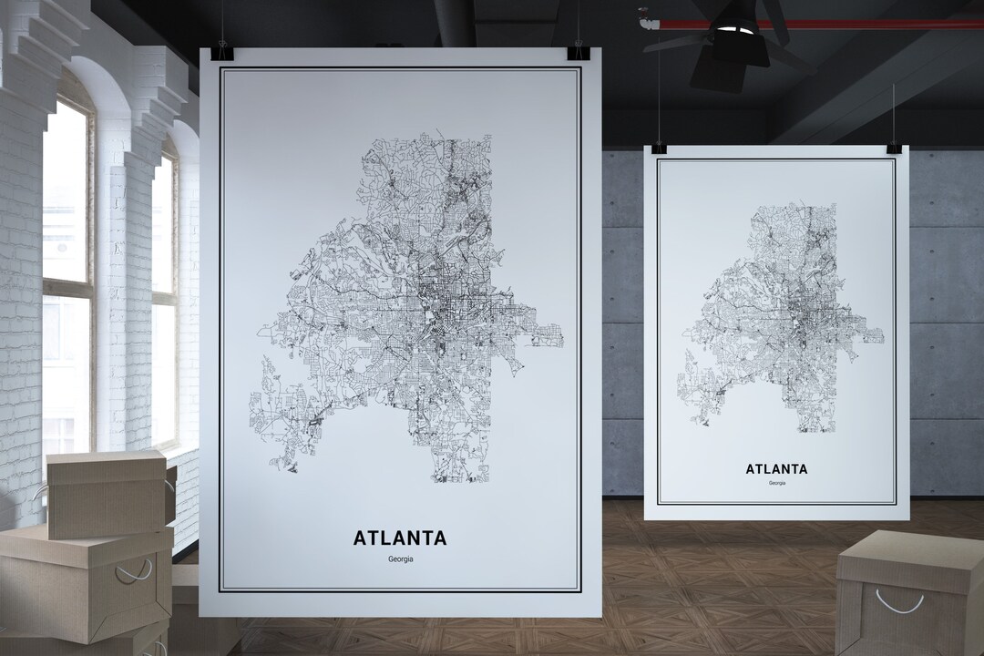 Atlanta Georgia Map Art: Detailed City Map Print (PDF) - Etsy