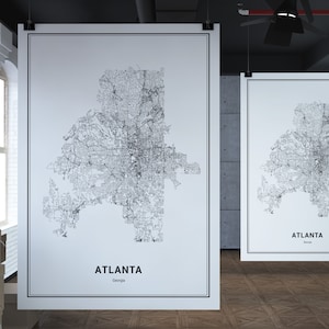Atlanta Map, Georgia Map, Custom City Maps, Custom Map, Map Art Digital, Custom Map Print, Map Art Print, Map Wall Art, Map Decor, pdf