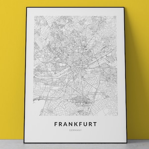 Frankfurt, Germany, Frankfurt map, Frankfurt print, Frankfurt wall art, Frankfurt poster, Travel poster print, City map print, Germany map