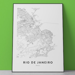 Mapa do Rio de Janeiro, impressão do Rio de Janeiro, pôster do Rio de Janeiro, Rio de Janeiro Brasil, arte da parede do Rio, decoração da casa do Rio, impressão de viagens do Rio, arte