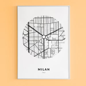 Milan Map Art Print: Italy City Map, Home Decor (Digital Download)