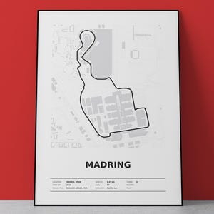 Madring, Madrid Circuit Print, Spanska Grand Prix F1-banan konst, vektor affischtryck