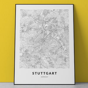 Stuttgart map, Stuttgart poster, Stuttgart print, Germany poster, Stuttgart Germany map, Stuttgart art, Stuttgart wall decor, Stuttgart gift
