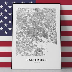 Baltimore Map, Baltimore print Baltimore Maryland, Baltimore art, Baltimore gift, Baltimore wall decor, Baltimore poster, Baltimore MD, map