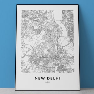 New Delhi map, New Delhi poster, New Delhi India, India travel map, Map Wall Art, India poster print, India Gift, New Delhi Decor, Wall Art