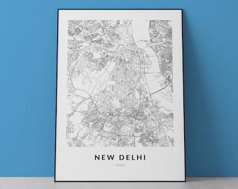 New Delhi Map Art Print: India Travel Poster (Digital Download)