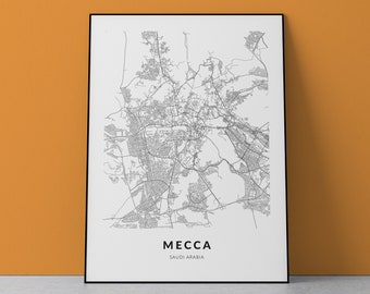 Mecca Map Art Print: Saudi Arabia City Map (Digital Download)