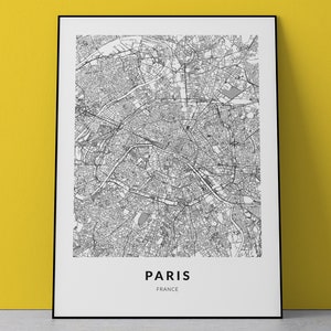 パリの地図プリント、パリの地図ポスター ウォールアート、パリの地図装飾、パリの市内地図、パリ フランス、パリのストリート プリント、パリのギフト、パリの旅行地図
