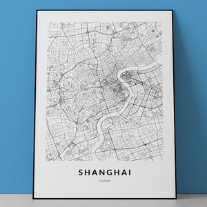 Shanghai Map Art Print: Modern City Wall Decor (Digital Download)
