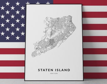 Staten Island Map, Staten Island Print, Staten Island New York, Staten Island Poster, New York poster, New York map print, New York wall art