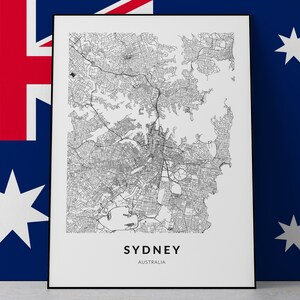 Sydney Karte Print, Stadt Sydney, Stadtplan Sydney Poster, Australien, Stadt Karte Print, schwarz weiß Karte, Australien Karte Print, digitale Wandkunst