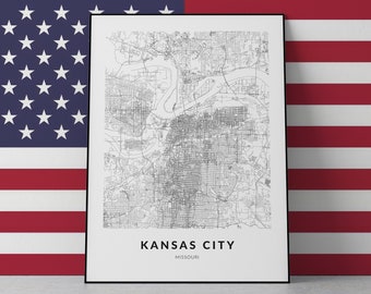 Kansas City map print, Kansas City poster, Kansas City wall art, Kansas City Missouri, Kansas City custom print, Kansas City city map art