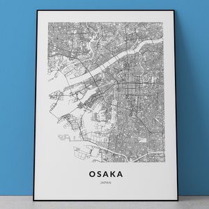 Osaka Japan Map Print, Map Art Poster, 大阪 大阪市 関西 日本 Kansai, City Map Print, Office Wall Decor, Printable Map, Travel map print, Design Print