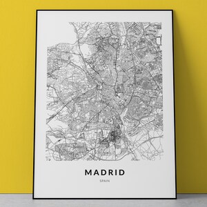 Impressão de mapa de Madri, mapa da Espanha, pôster de mapa de Madri, arte de parede de Madri, decoração de mapa, impressão de mapa da cidade, Madri, Espanha, presente de Madri, impressão de arte de Madri
