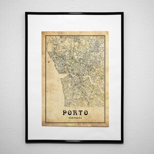 Porto Vintage Karte, Porto Karte, Vintage Karte Druck, Vintage Poster, Vintage Kunst Dekor, Alte Porto Karte, Vintage Karte Dekor, Replika Karte, Art