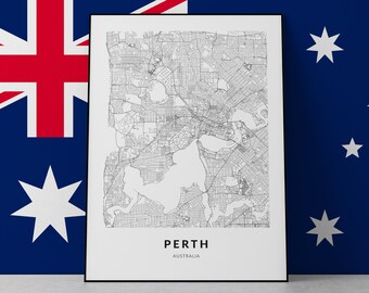 Perth Australia Map Art Print: Cityscape Poster (Digital Download)
