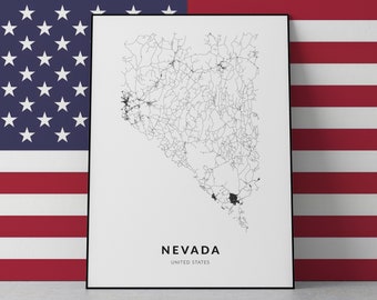 Nevada Road Map Art Print: NV State Poster (Digital Download)