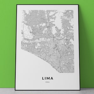 Lima Peru Map Art Print: Cityscape Home Decor (Digital Download)