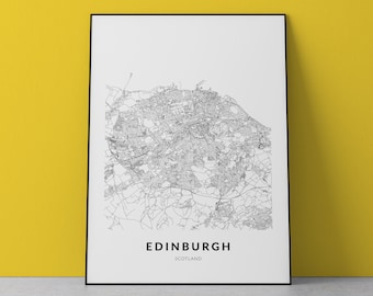 Impresión artística del mapa de Edimburgo: Paisaje urbano de Escocia (descarga digital)