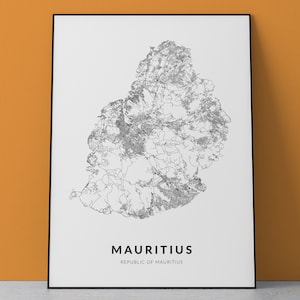 Mauritius Map Art Print: Port Louis, Africa (Digital Download)