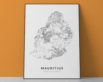 Mauritius Map Art Print: Port Louis, Africa (Digital Download)