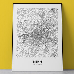Bern map, Bern poster, Bern print, Switzerland map, Switzerland poster, Bern art, Bern wall decor, Bern gift, Custom map print, map poster