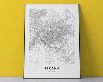 Tirana Albania Map Art Print: Custom City Map (Digital Download)