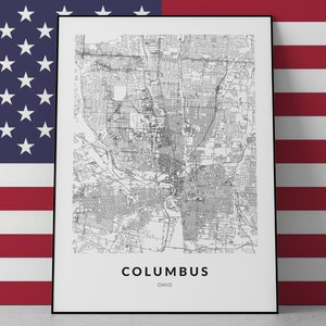 Columbus Ohio Map Art Print: Cityscape Wall Decor (Digital Download)