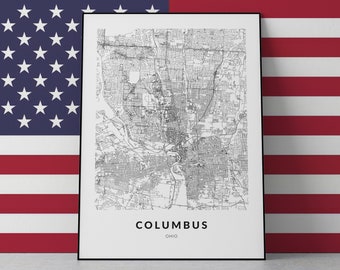 Columbus Ohio map, Columbus print, Columbus poster, Ohio map, Columbus wall art, Columbus Ohio print, USA map print, Columbus art, decor