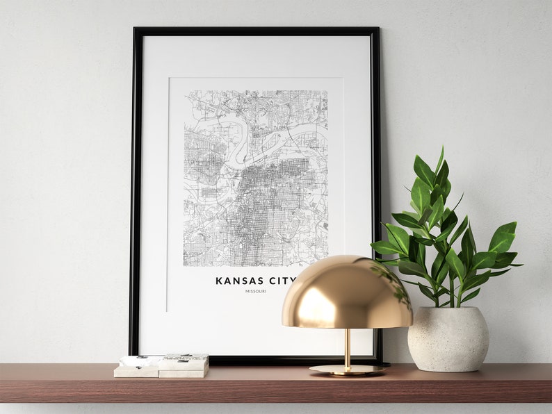 Kansas City map print, Kansas City poster, Kansas City wall art, Kansas City Missouri, Kansas City custom print, Kansas City city map art image 2