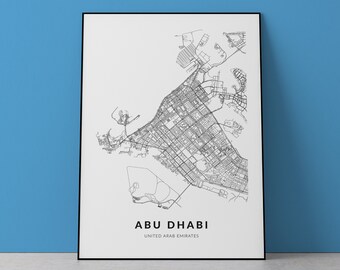 Abu Dhabi Map Art Print: United Arab Emirates, City Decor (Digital Download)