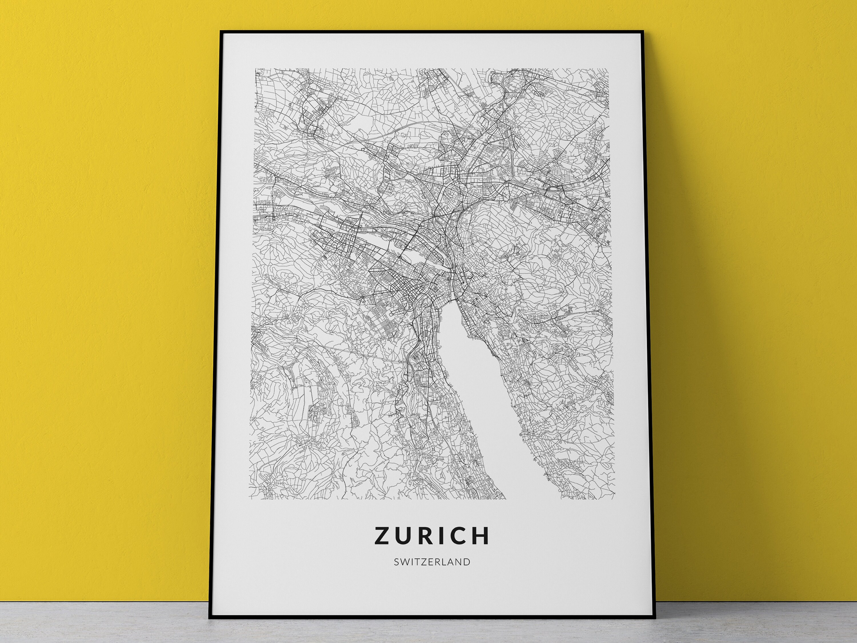Zurich Map Zurich Print Zurich Poster Zurich Wall Art Etsy