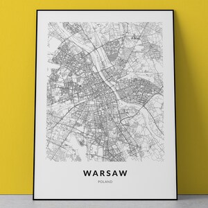 Warsaw Map, Warsaw Poland, Warsaw Print, Warsaw Poster, Warsaw Art ...