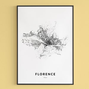 Mapa de Florença, pôster de edifícios de Florença, impressão de Florença, pôster de Florença, arte de Florença, presente de Florença, Florença Itália, decoração de Florença, Itália