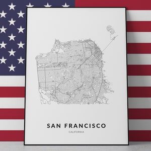 San Francisco Map, San Francisco print, San Francisco poster, California map, Custom City Maps, Bay Area Map, San Francisco Gift, Wall Art