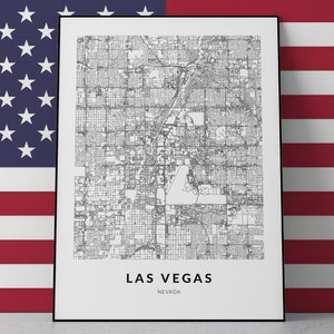 Impression de carte de Las Vegas, affiche de carte de Las Vegas, art mural Las Vegas, impression Las Vegas, carte murale de Las Vegas, carte des rues de Las Vegas