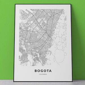 Bogota map, Bogota print, Bogota Poster, Bogota Colombia, Bogota wall art, Bogota travel poster, Colombia wall decor, Travel poster print