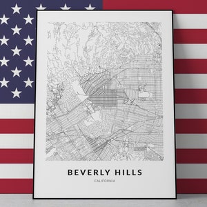 Beverly Hills Map, Beverly Hills Print, Beverly Hills Poster, California map, City Map Print, Beverly Hills Art, Travel poster print