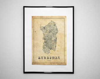 Sardinia Vintage Map Print: Italy Travel Poster (Digital Download)