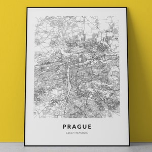 Kaart afdrukken Praag, kaartposter Praag, kunst aan de muur Praag, Tsjechische Republiek, kaarten Tsjechië, Praag Tsjechië, stadskaart afdrukken, kaartposter afdrukken